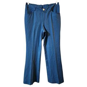 Iman Womens Pull On Pants Size L Blue Elastic Waist Mid Rise Boot Cut Stretch